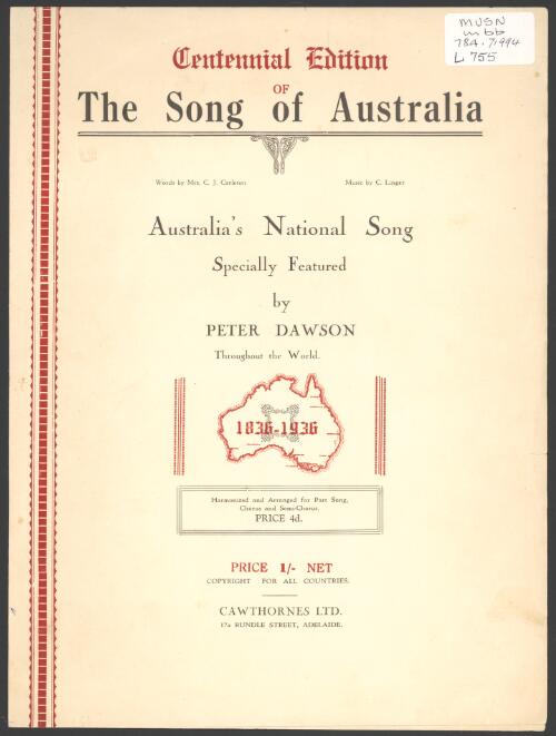 The song of Australia [music] / words by C.J. Carleton ; music by C. Linger