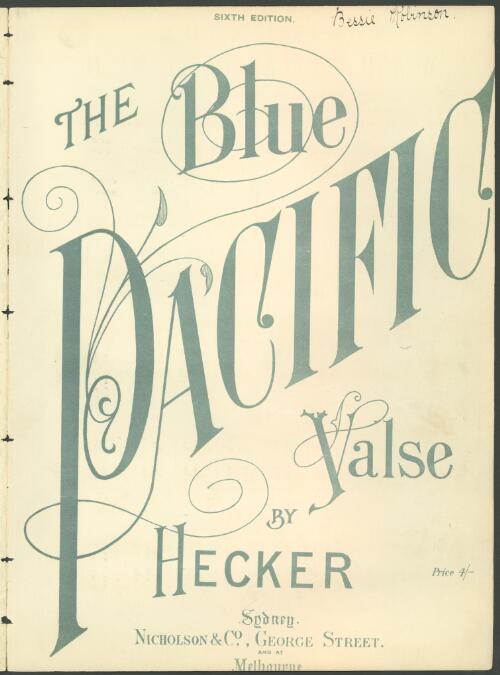 The blue Pacific [music] : valse / by Hecker