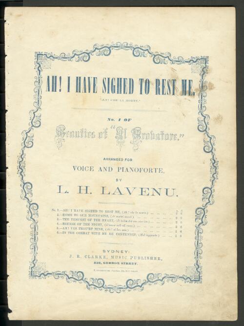 Ah! I have sighed to rest me [music] = Ah! che la morte / arranged for voice and pianoforte by L.H. Lavenu