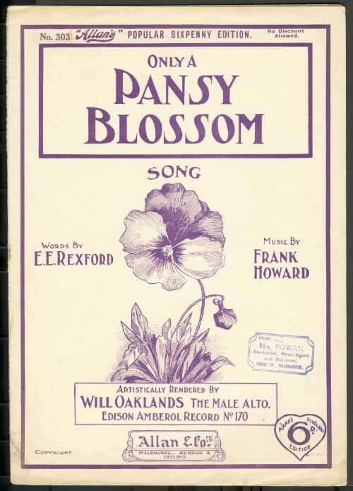 Only a pansy blossom [music] : song / words by E.E. Rexford ; music by Frank Howard