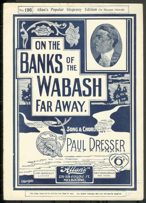 On the banks of the Wabash far away [music] : song and chorus / by Paul Dresser