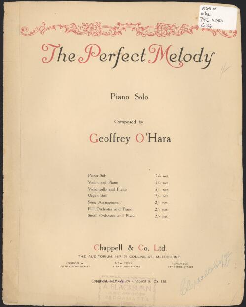 The perfect melody [music] : piano solo / composed by Geoffrey O'Hara