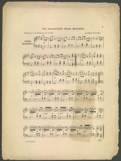 The volunteer's polka mazurka / by Edwin H. Cobley. Lost Marguarite / words by H. Halloran ; music by Glentworth Addison. Nativity [music]
