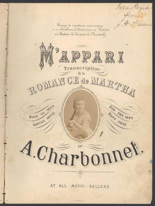 M'appari [music] : transcription de la Romance de Martha, pour la main gauche seule = for the left hand only / par A. Charbonnet