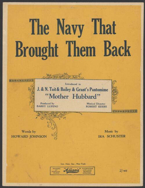 The navy that brought them back [music] / words by Howard Johnson ;  music by Ira Schuster