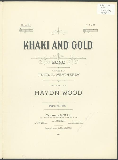 Khaki and gold [music] : song / words by Fred. E. Weatherly ; music by Haydn Wood