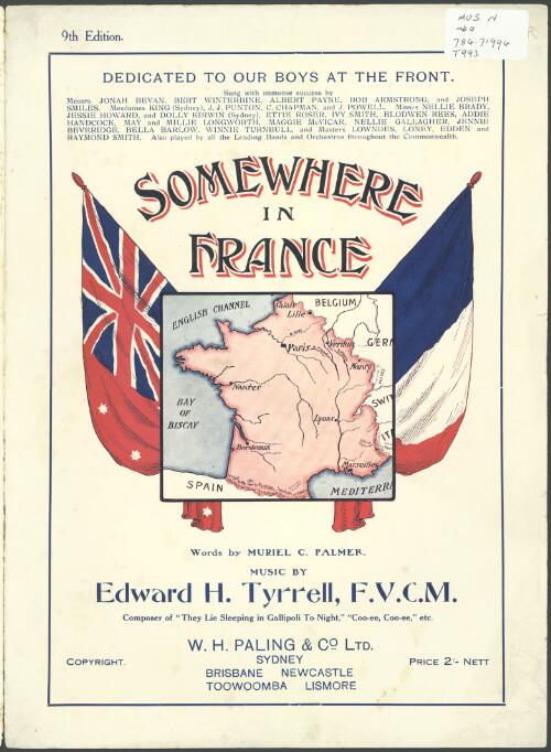 Somewhere in France [music] / words by Muriel C. Palmer ; music by E.H. Tyrrell