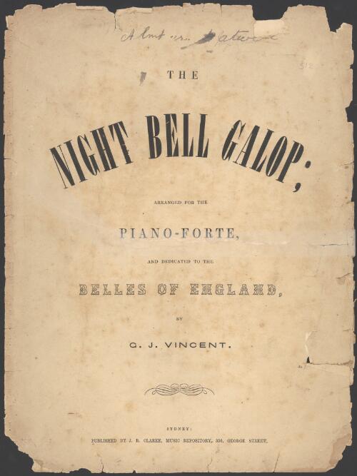 The Night bell galop [music] : arranged for the piano-forte ... / by G.J. [i.e. C.J.] Vincent