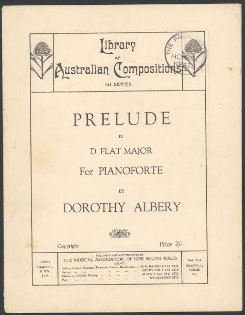 Prelude in D flat major [music] : for pianoforte / by Dorothy Albery