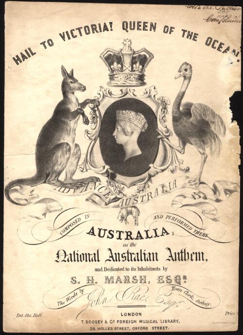 Hail to Victoria! Queen of the ocean [music] / composed in Australia, and performed there as the national Australian anthem, and dedicated to its inhabitants by S.H. Marsh ; the words by John Rae
