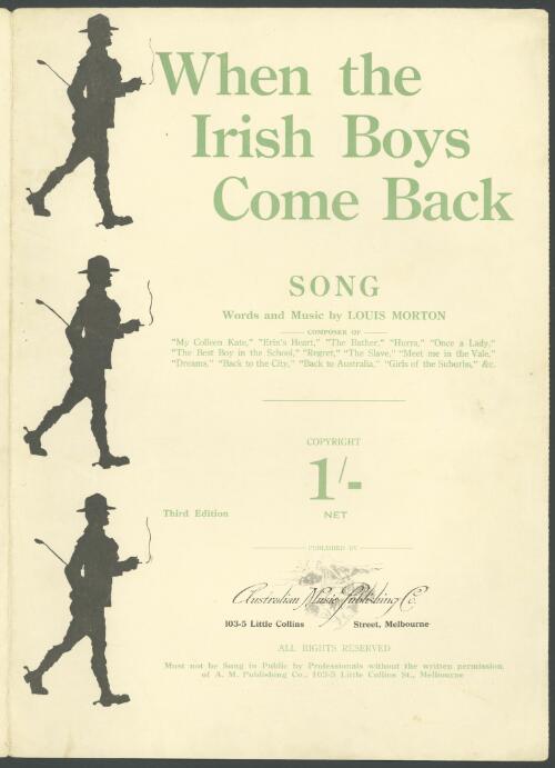 When the Irish boys come back [music] / words and music by Louis Morton