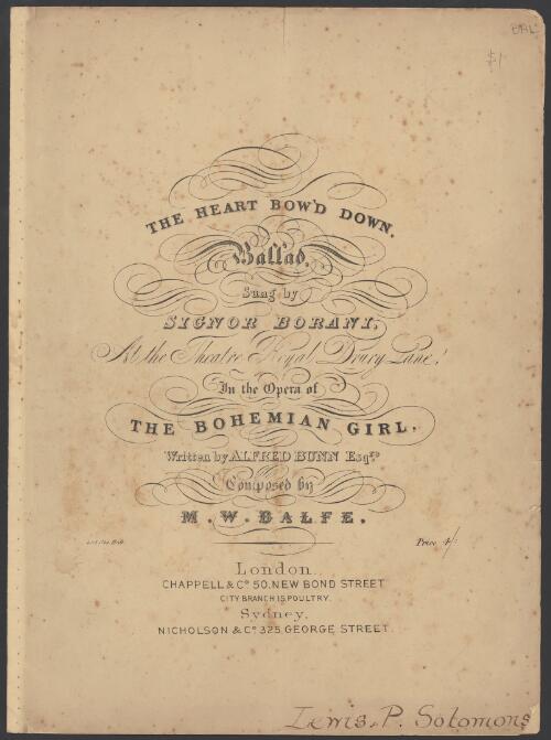 The heart bow'd down [music] : ballad / written by Alfred Bunn ; composed by M.W. Balfe
