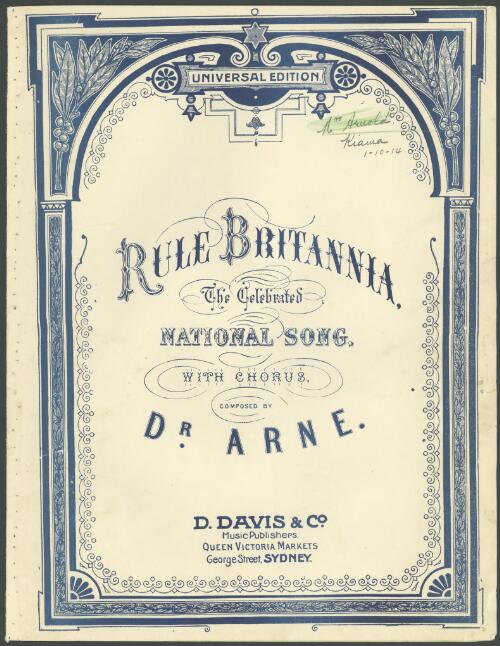 Rule Britannia [music] : the celebrated national song with chorus / composed by Dr. Arne