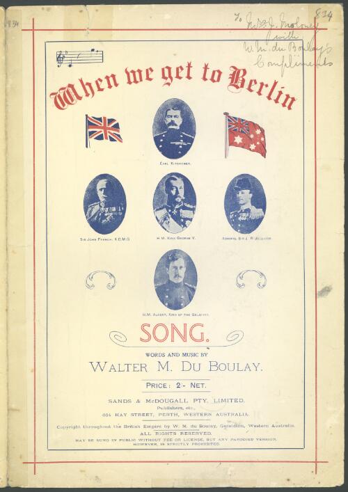 When we get to Berlin : song / words and music by Walter M. du Boulay