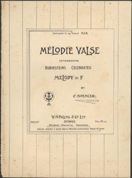 Melodie valse [music] : introducing Rubinstein's celebrated melody in F / by C. Spencer