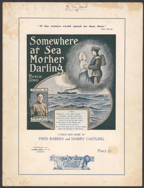 Somewhere at sea, Mother darling [music] / lyrics by Fred Barnes ; music by Harry Castling