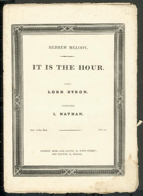 It is the hour [music] / the poetry by Lord Bryon ; the music by I. Nathan