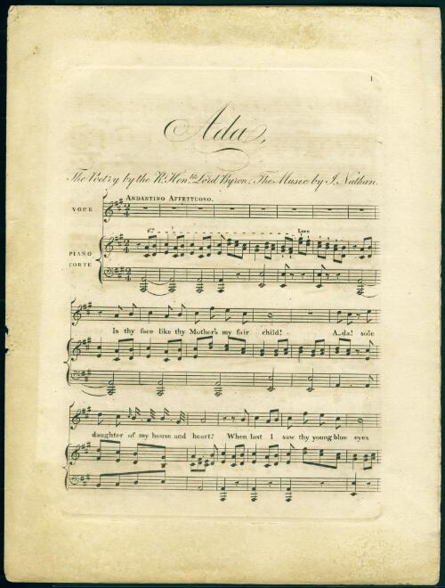 Ada [music] / the poetry by ... Lord Byron ; the music by I. Nathan