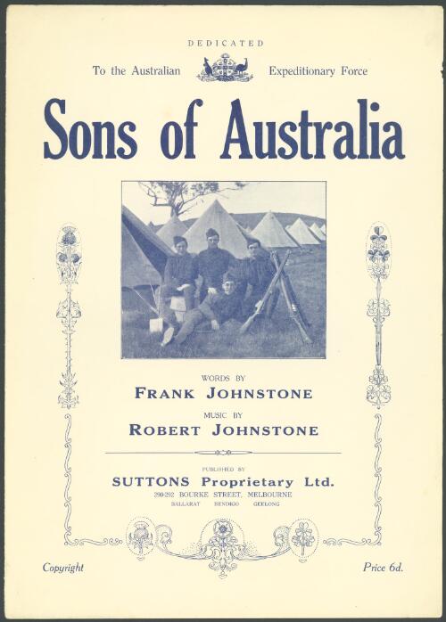 Sons of Australia [music] / words by Frank Johnstone ; music by Robert Johnstone