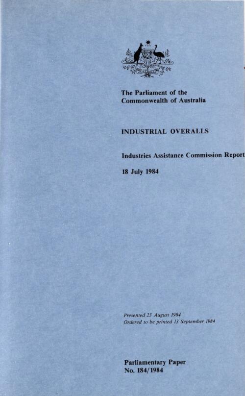 Industrial overalls, 18 July 1984