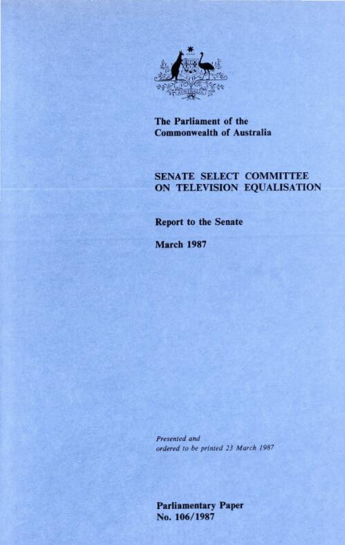 Television equalisation : report of the Senate Select Committee