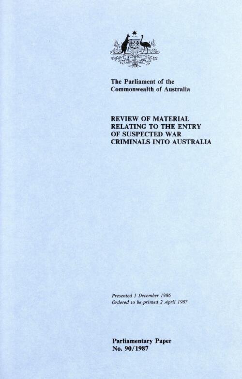 Review of material relating to the entry of suspected war criminals into Australia