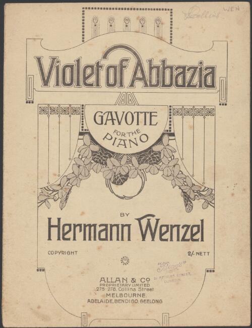 Violet of Abbazia [music] : gavotte for the piano / by Hermann Wenzel
