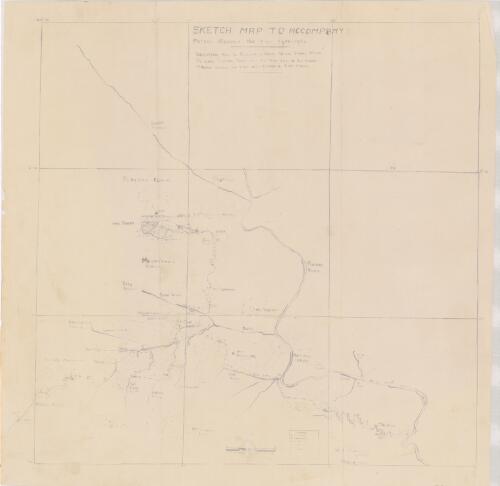 Sketch map to accompany: patrol report no. 7 of 1951-1952 showing route followed from Upper Sireru River to Lake Tebera then back to the Irou & Dli rivers thence across to the Wai-Purari & Tibi rivers / W.J. Johnston of A.D.O., March 1952