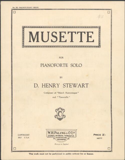Musette [music] : for pianoforte solo / by D. Henry Stewart