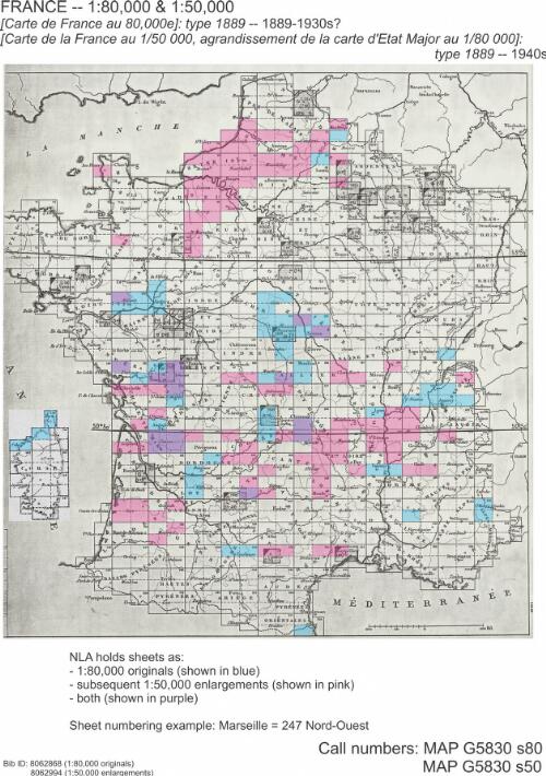 [Carte de la France au 1/50 000, agrandissement de la carte d'Etat Major au 1/80 000] : type 1889 / Service géographique de l'armée