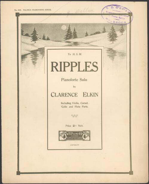 Ripples [music] : pianoforte solo / by Clarence Elkin