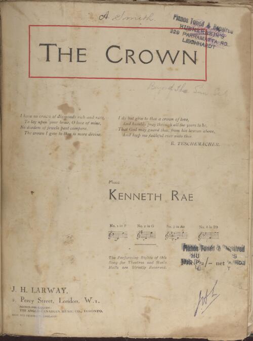 The crown [music] / words by Edward Teschemacher ; music by Kenneth Rae