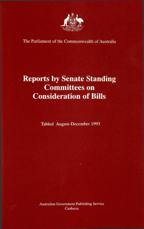Report on the Social Security Legislation Amendment Bill (No. 2) 1994, Part 2, Division 2 and 5 / Senate Standing Committee on Community Affairs