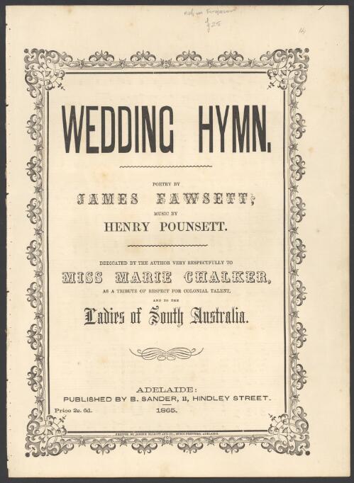 Wedding hymn [music] / poetry by J. Fawsett ; music by H. Pounsett