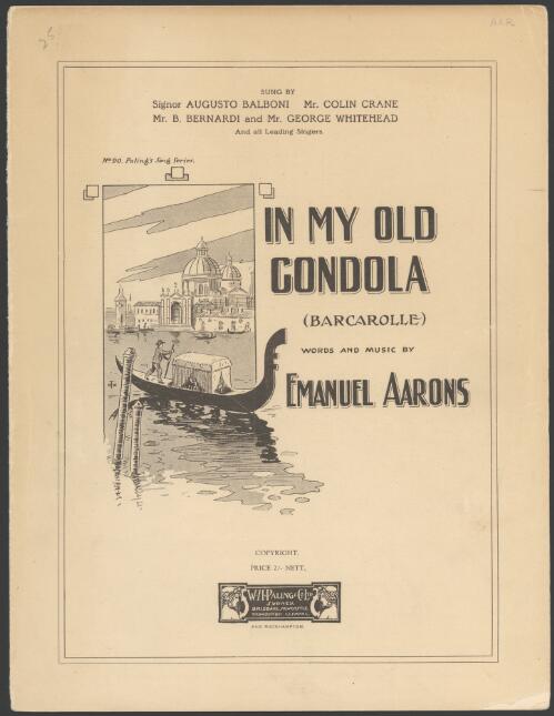 In my old gondola (Barcarolle) [music] / words & music by Emanuel Aarons