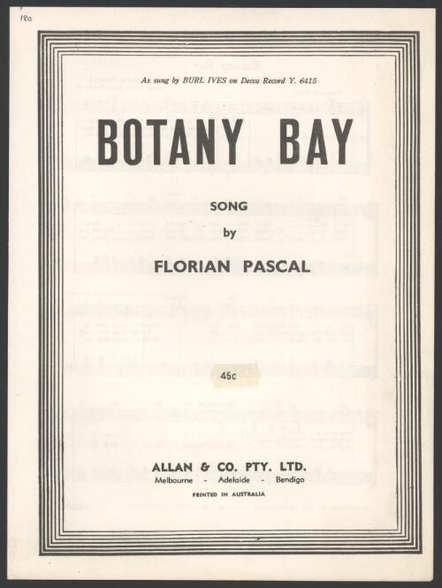 Botany Bay [music] : song / by Florian Pascal