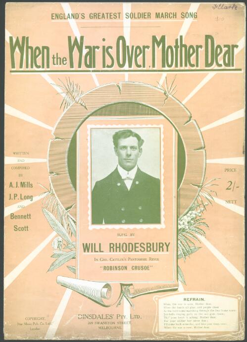 When the war is over, mother dear [music] / written and composed by A.J. Mills, J.P. Long and Bennett Scott