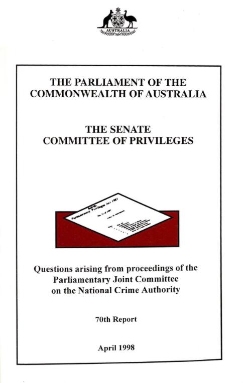 Questions arising from proceedings of the Parliamentary Joint Committee on the National Crime Authority