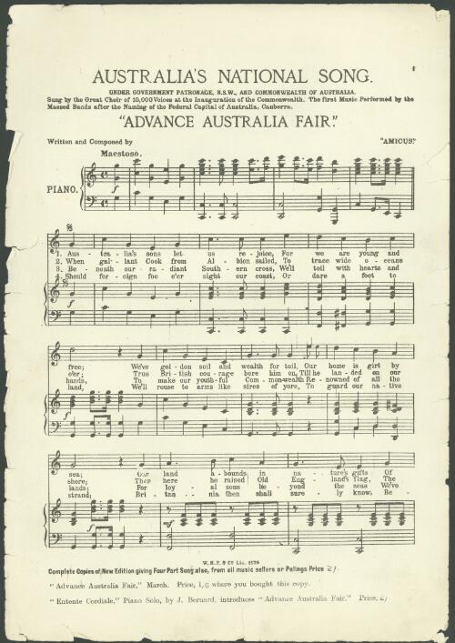 Advance Australia fair [music] : Australia's national song / written and composed by Amicus