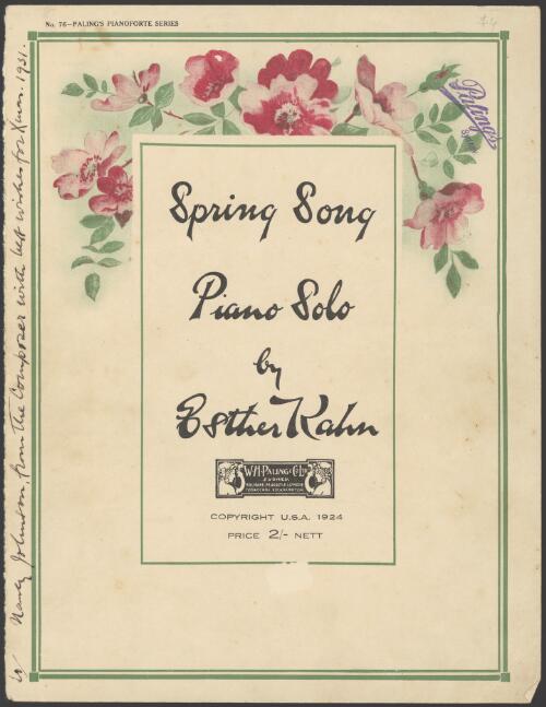 Spring song [music] : piano solo / by Esther Kahn