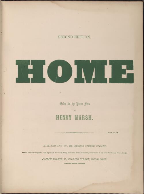 Home [music] : galop for the piano forte / by Henry Marsh