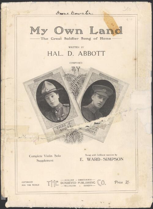My own land [music] : the great soldier song of home / written by Hal D. Abbott ; composed by Chas J. Scott, Arnold A. Abbott