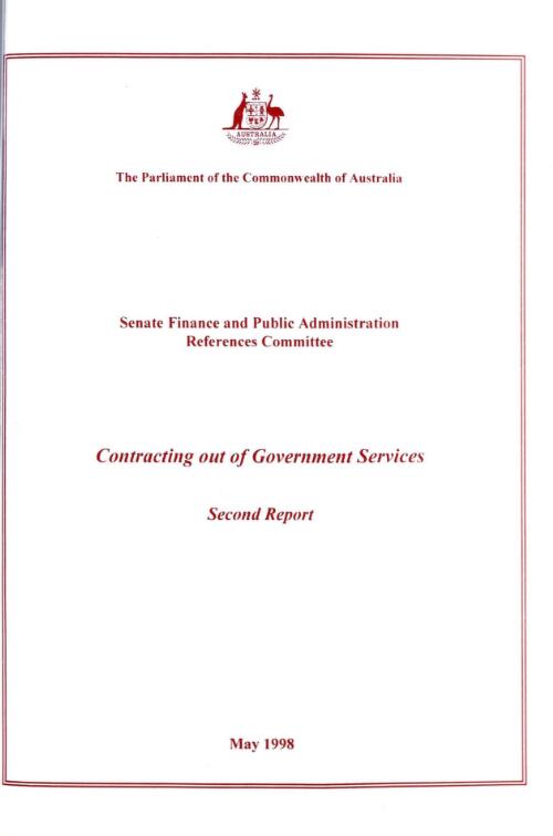 Contracting out of government services : second report / Senate Finance and Public Administration References Committee