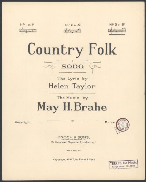 Country folk [music] : song / the music by May H. Brahe ; the lyric by Helen Taylor