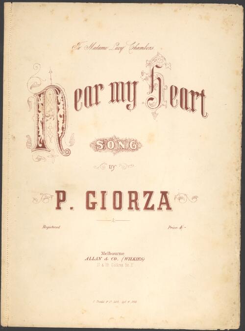 Near my heart [music] : song / by P. Giorza