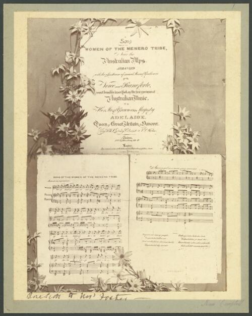 A Song of the women of the Menero [ie, Monaro] tribe near the Australian Alps [music] / arranged with the assistance of several musical gentlemen for the voice and pianoforte ; [collected] by J. Lhotsky