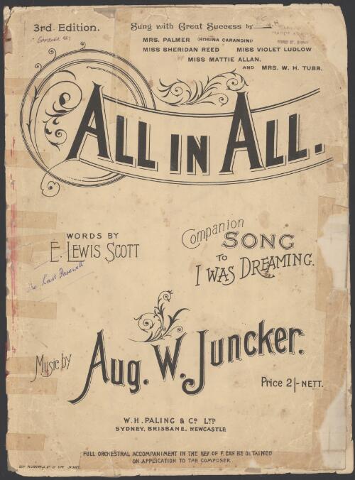 All in all [music] / words by E. Lewis Scott ; music by Aug. W. Juncker