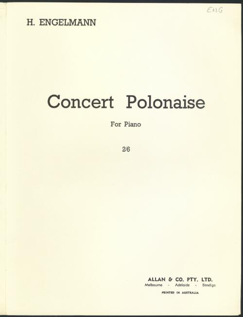 Concert polonaise [music] : for piano / H. Engelmann