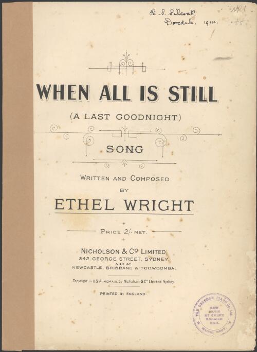 When all is still [music] : (a last goodnight) / written and composed by Ethel Wright