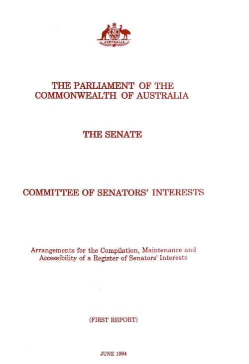 Arrangements for the compilation, maintenance and accessibility of a register of Senators' interests
